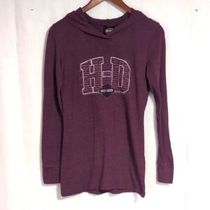Harley Davidson St. Joe Heather Purple Lightweight Hooded Shirt Size Medium